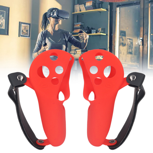 2 stk. Touch Controller Grip Cover Silikone Grip Cover Beskytter med Knuckle Stropper til Meta Quest Pro Rød