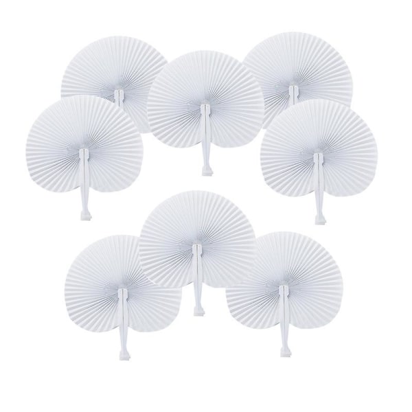 24 Pcs Wedding Heart Round Shaped White Paper Fans Foldable Pocket For Wedding Favor Party Travel