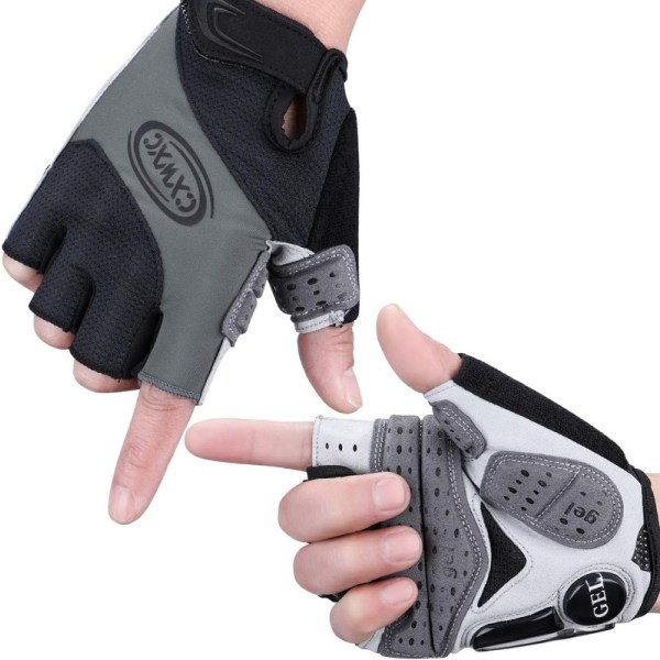 Cykelhandskar män halvfinger med gelvaddering for støddämpning MTB-handskar Svart XL