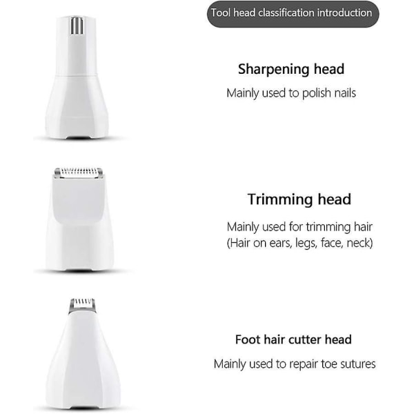 Pet Hair Trimmer, 3 i 1 Pet Hair Trimmer USB Oppladbar, Negleklipper for Trimming Pote, Ører, Øyne, Ansikt