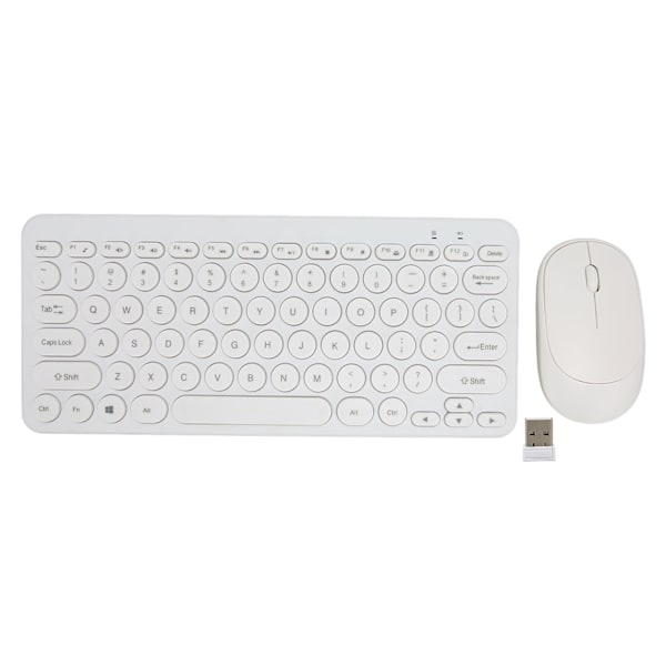 2.4G Wireless Keyboard Mouse Combo 78 Key Retro Round Keycap Mute Buttons Ergonomics Mouse and Keyboard for Business Office White