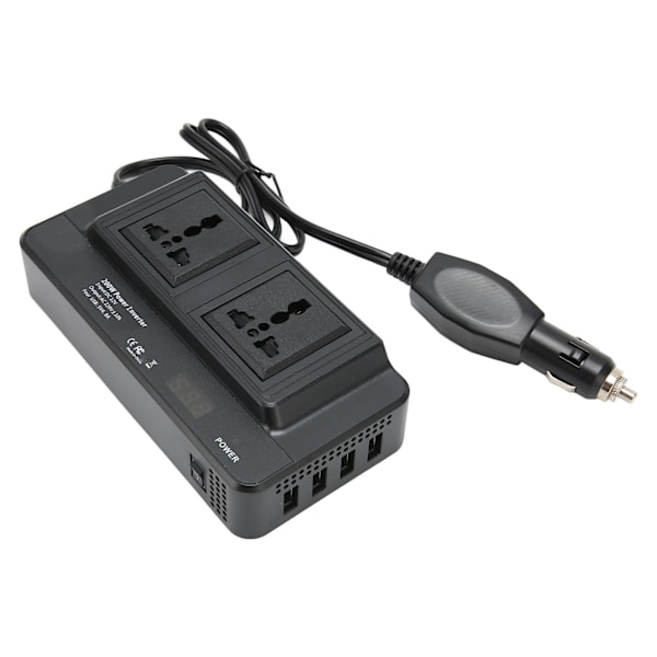 200W Power Inverter DC 12V til AC med 2.1A 4 Port USB Multi Protection Universal for Vehicles