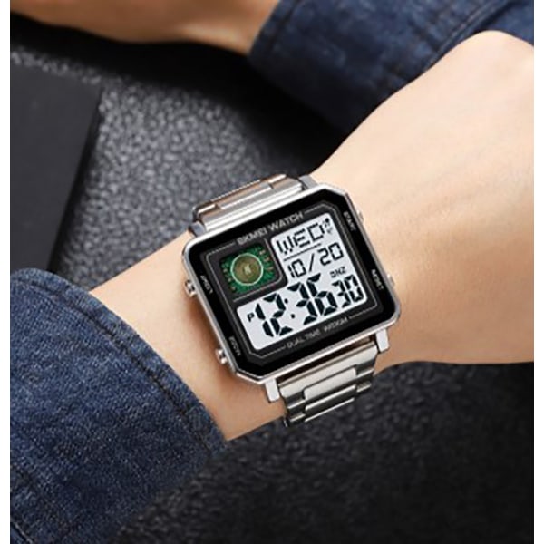Herrarmband af kvartsklocka med multifunktions 24H kalenderlæder Armbandsur