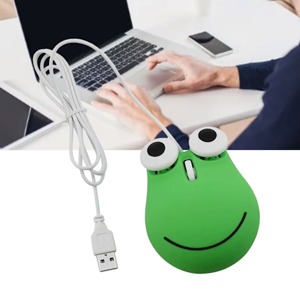 USB-ansluten söt mus för barn Ergonomisk design Djur Grön groda formad sladdbunden datormus för bärbar dator PC