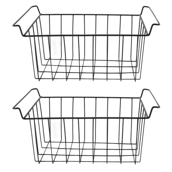 2 kpl pakastinlanka säilytyskori PE-pinnoitettu ripustettava teline järjestäjä lokero musta jääkaapin hyllyille L 45cm X L 24.5cm X K 20cm