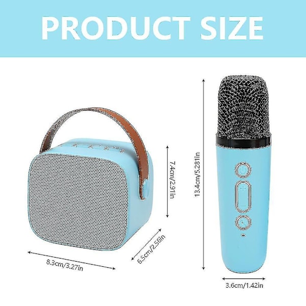 Karaokemaskine til børn med 2 trådløse mikrofoner, bærbar karaokemaskine med Bluetooth til børn og voksne, stemmeforandrende effekter og LED-lys
