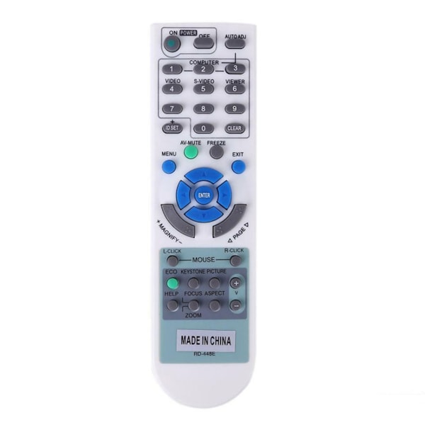 Erstatningsfjernkontroll Passer for NEC Projektor RD-448E V260X+ V300X+ V260 RD-443E LT180+ Projektorfjernkontroll Hvit