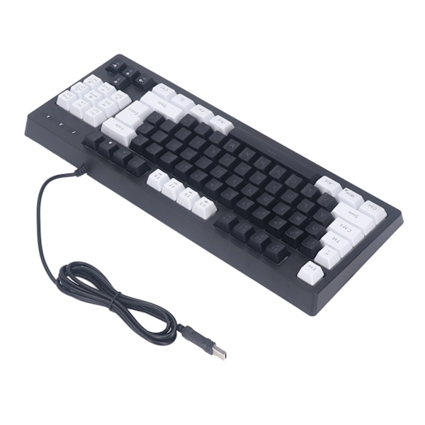 87-tasters mekanisk tastatur RGB-baggrundsbelysning Dobbelt farve kablet gaming tastatur til hjem sovesal kontor hvid og sort