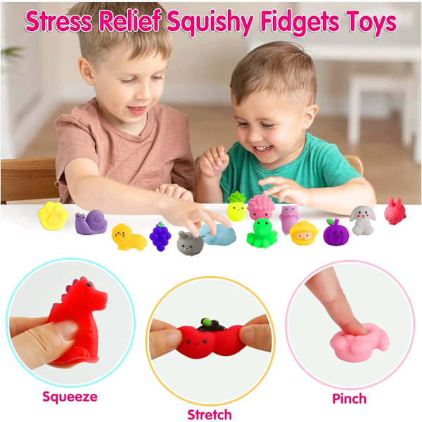 100 stk. Partygaver til barn 4-8, Squishy Leker Skattekiste Leker Kawaii Squishies Stress Relief Squishy Fidget Leker【mo】