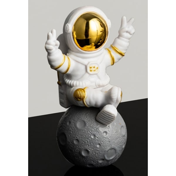 Astronaut Figurine Spaceman Skulptur Svart Guld Astronaut StatyHem och HantverkBordsskiva Vardagsrum, Kontor, Bokhylla