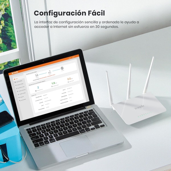 F3 WiFi Router N300 - 2.4 GHz WiFi trådløs ruter, tilgangspunkt med 3 5dBi antenner, 3 LAN/WAN Fast Ethernet-porter