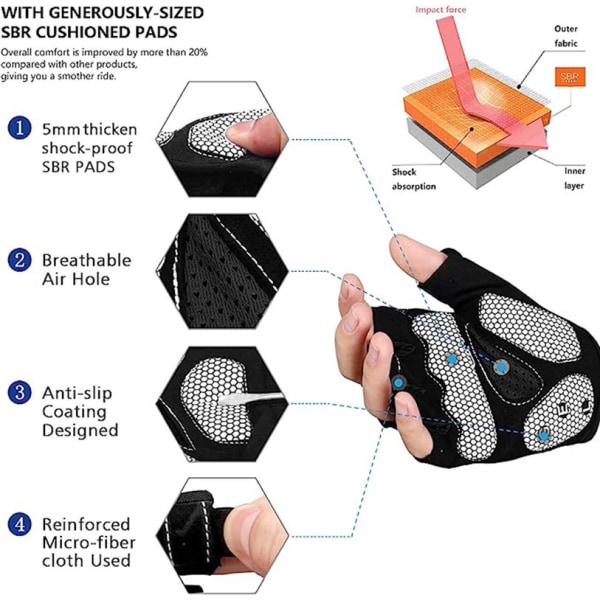 Sykkelhansker for menn Sykkelhansker for kvinner Halvfinger Pustende sykkelhansker vit S