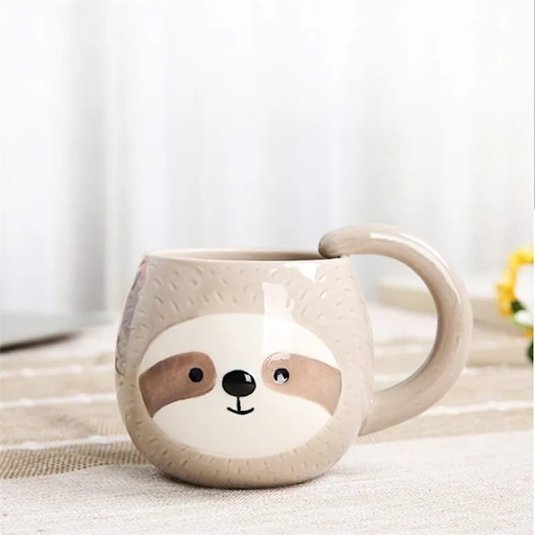 Lättjursmugg 400ML mjölk Glasmuggar, Mjölkte Frukostmugg Kaffekopp Muggar för Te, Julmugg Dryckesartiklar Unik Gåva Djurmugg 210409[mo]