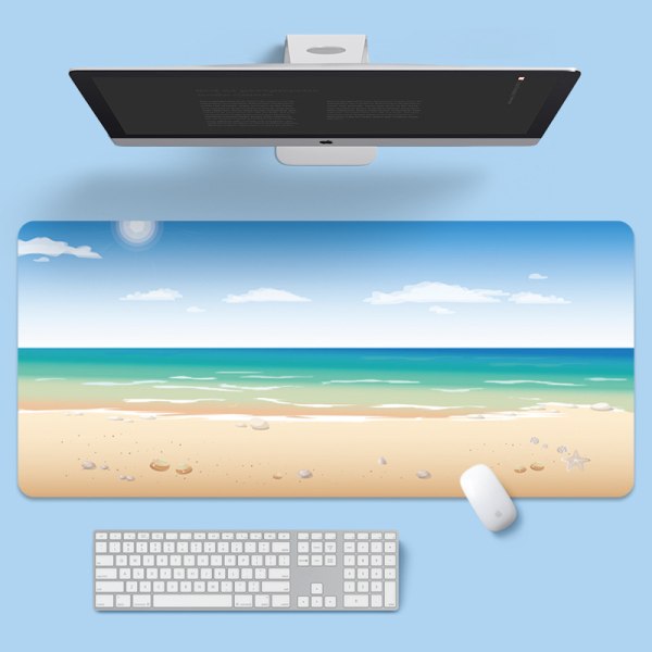 Överdimensionerad musmatta med tecknad natur Laptop Locked Edge Soft Pad Sandstrand 800*300*2mm