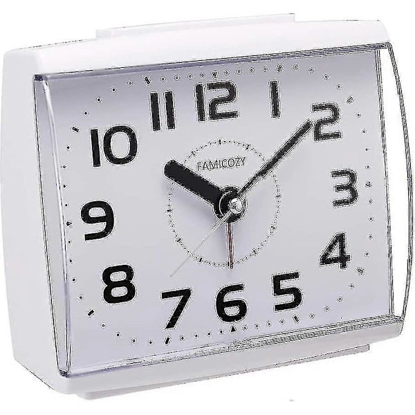 Analog vekkerklokke for eldre, stille uten tikking med snooze og bakgrunnsbelysning, crescendo høy alarm, store tall for enkel lesing