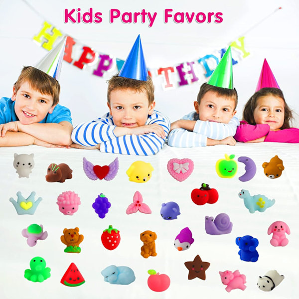 100 stk. Partygaver til barn 4-8, Squishy Leker Skattekiste Leker Kawaii Squishies Stress Relief Squishy Fidget Leker【mo】