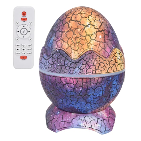 Dinosaur Egg Star Projector Justerbar Vinkel Hvit Støy Bluetooth Nattlys Projektor med Fjernkontroll