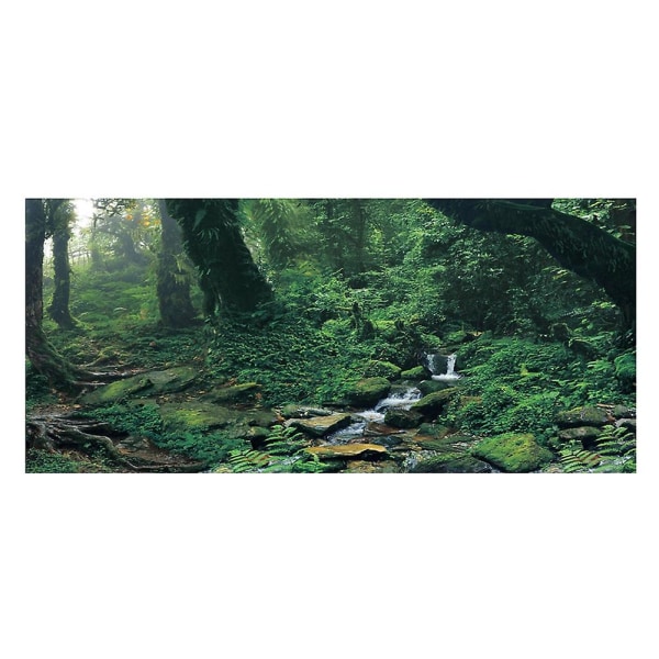 Aquarium Background Poster Sticker - Green Woods PVC Adhesive for Fish Tank Decoration (Medium)