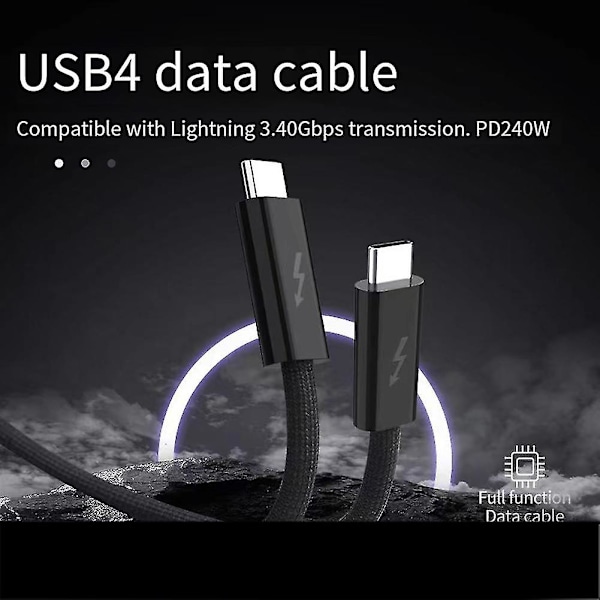 PD240W Typ C Snabbladdningskabel 4 Datakabel 40 Gbps Överföring, 8K60Hz HD-projektionsskärm USB