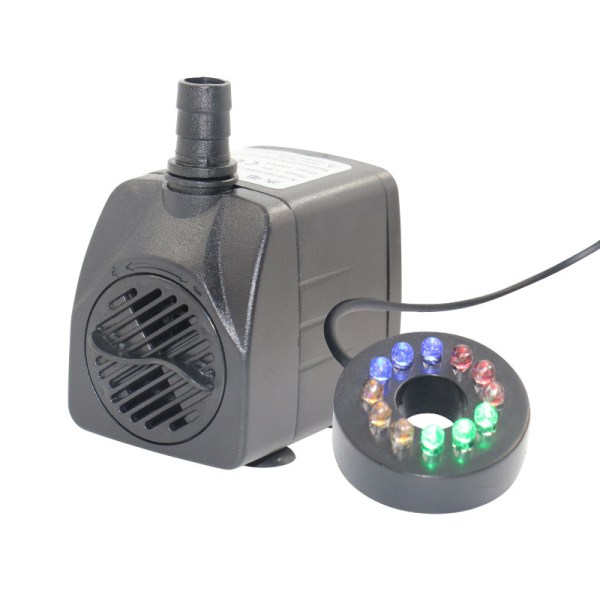 Water pump, with LED light, flow rate 1000L/hour, power 15W, water outlet 12mm