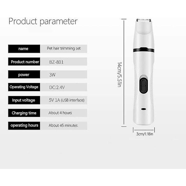 Lemmikkien karvanleikkuri, 3-in-1-lemmikkien karvanleikkuri USB-ladattava, kynsileikkuri