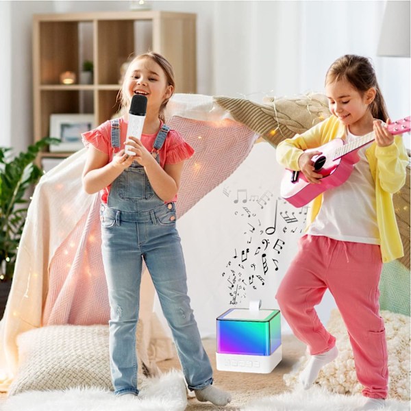 Mini-karaokelaitteisto lapsille ja aikuisille, jossa 1 langaton mikrofoni, kannettava Bluetooth-kaiutin LED-valoilla