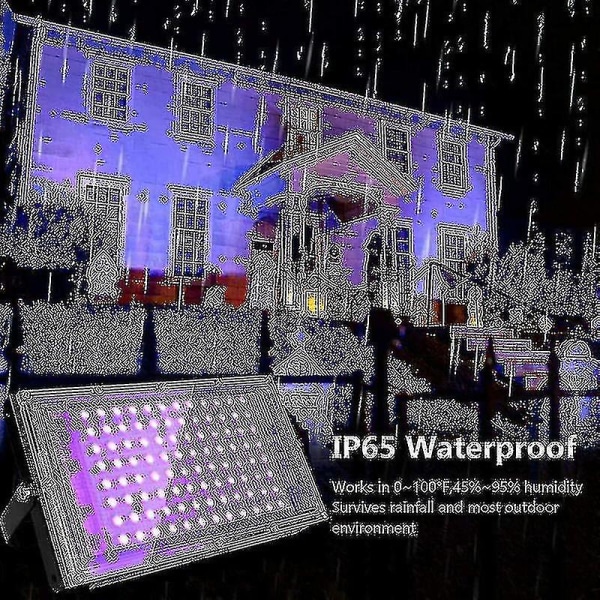 2 stk. 100w Uv Led Floodlight Blacklight Ip65 Vandtæt, Ultraviolet Led Lampe, Effektbelysning Til Akvarium, Fest, Neonmaling, Fluorescerende Plakat