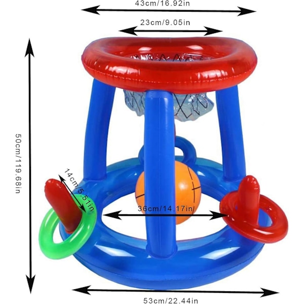 Uima-altaan koripallokori - Ilmatäytteinen uima-altaan koripalloteline | Kelluva uima-altaan koripallo ulkoilmapeli Kesäjuhlalelut lapsille ja aikuisille