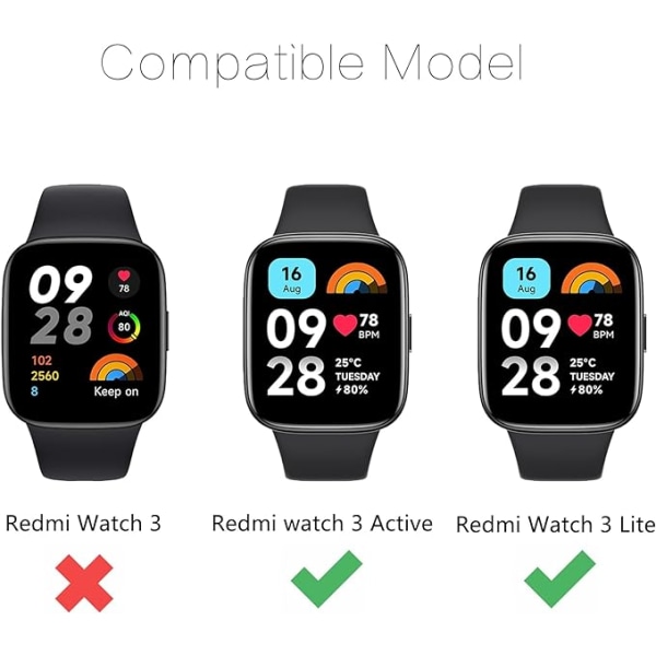 Yhteensopiva Redmi Watch 3 Liten kanssa, pehmeä silikoninen vaihdettavissa oleva ranneke Redmi Watch 3 Active -älykellolisävarusteille