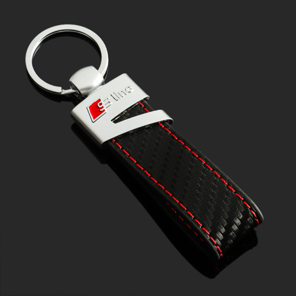 Audi sLine logo keyring in genuine carbon fiber leather