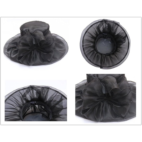 Damedam sommer solhat strand kirke hat Ascot Race Derby hat cocktail bryllup sort sløjfe 1 pakke -FD1--O-
