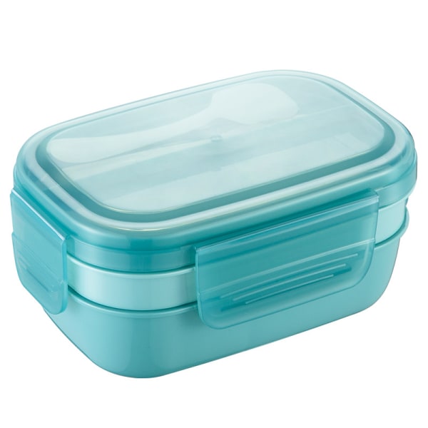 Lunch Box, 3-Tier All-In-One Lunch Box with Cutlery Set, Leakproof Lunch Box for Dinner, Work, Picnic Blue