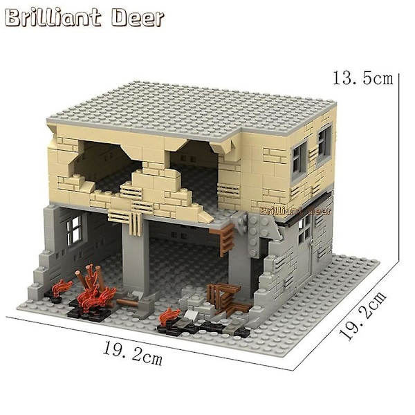 Forladte ødelagte bygninger Moc Ww2 Pubg Militærbase Diy Scener Byggeklodser Sæt Dele Til Hærsoldatfigurer Drengelegetøj 503 stk-YL- 503PCS