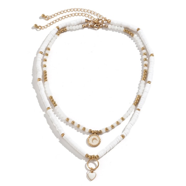 Farveglada pärlor Shell hængande fotlänkar Ädelstenshalsband for kvinder flickor Boho Beaded sølv One-size
