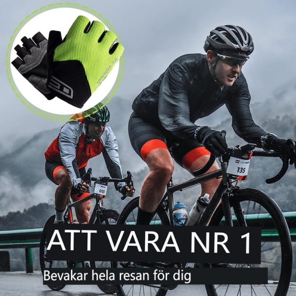 Cykelhandskar för män Cykelhandskar för naispuolinen Halvfinger Andningsbara cykelhandskar Gul XL
