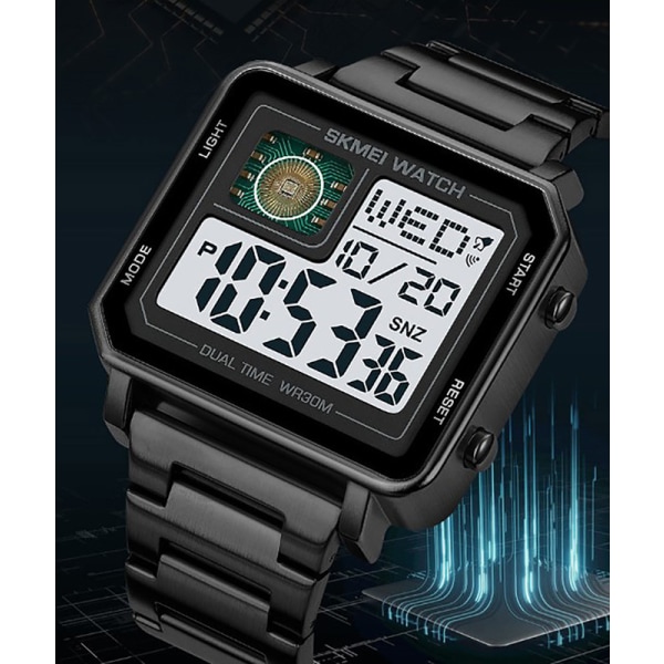 Herrarmband av kvartsklocka med multifunktions 24H kalenderläder Armbandsur