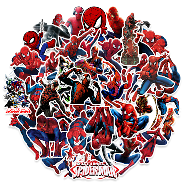 50 kpl Super Heroes -tarroja - Spider-Man-tarrat autoon, kannettavaan tietokoneeseen, rullalautaan, polkupyörään, mopoon, moottoripyörään, S-AD10--O-