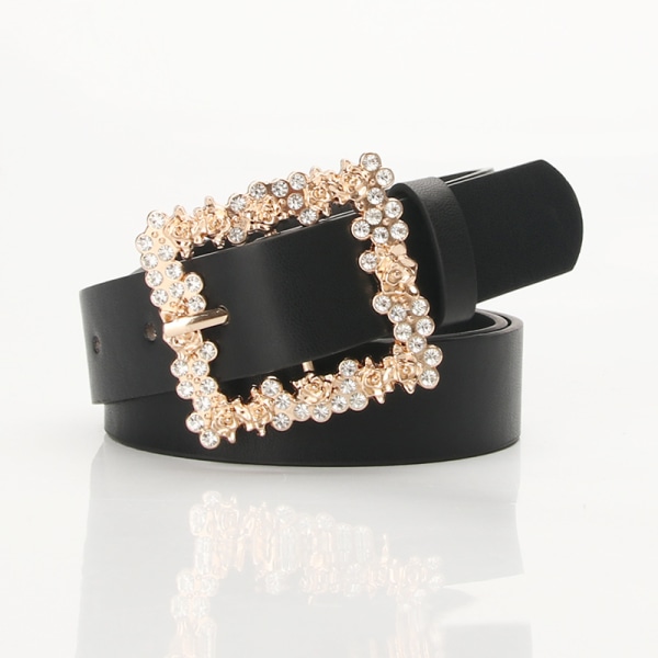 Belt for Women - PU Leather Rhinestone Buckle Plus Size Belts