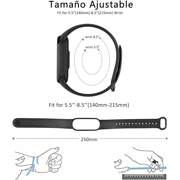 Rem for Xiaomi Mi Band 5/6, klassiske og fargerike myke silikonerstatningsarmbånd for Amazfit Band 5.