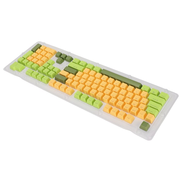 Tastaturtaster 107 taster tre farger gjennomskinnelige tegn bueoppsett mekanisk tastaturtaster Matcha gul