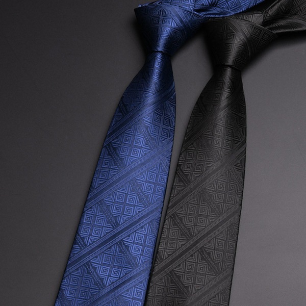 Mænds bryllupsslips - 3-delt stribet plaid slipssæt Blue