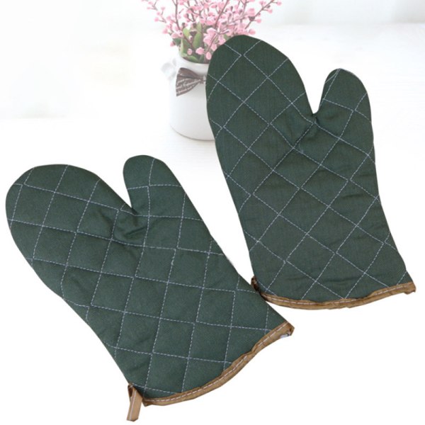 1 par ugnsvantar, isolerende halkfria BBQ-handskar S:24*16*3cm grön färg