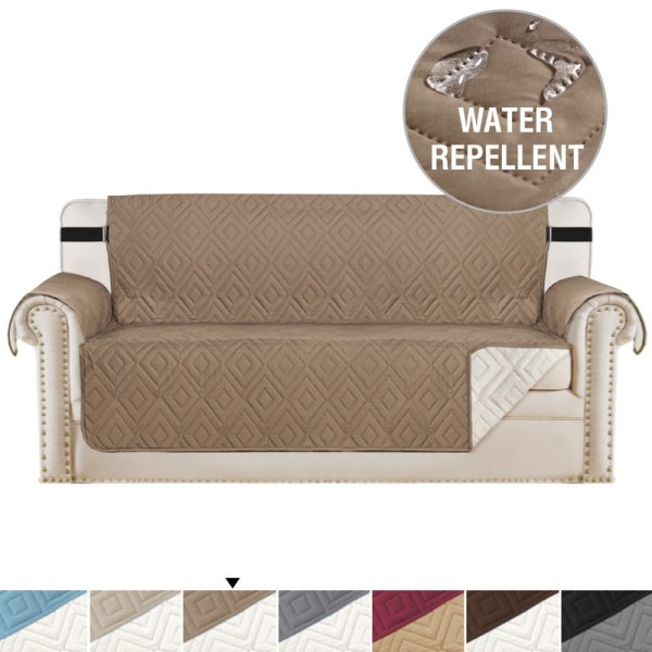 Vattentätt och halkfritt soffskydd med elastiska band Tvättbart soffskydd Gråbrun Hölje till dubbel soffa