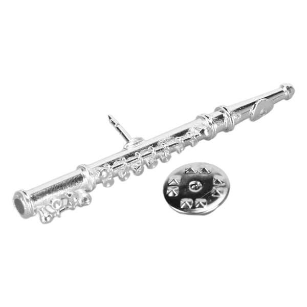 Sølvfløyte Brosje Miniatyr Musikk Instrument Slips Brosje Pin med Rød Fløyel Foret Instrument Etui