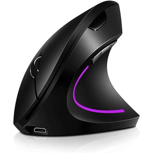 2.4G Wireless Vertical Mouse Rechargeable Vertical Ergonomic Mouse 3 Adjustable DPI Levels RGB Flow Light