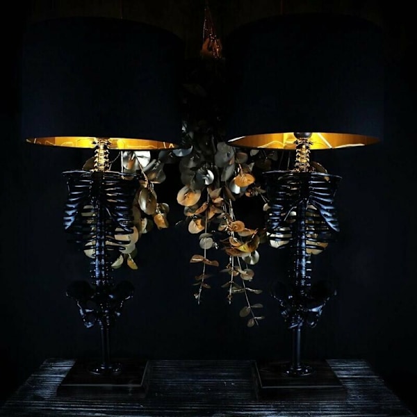 Skjelett bordlampe Klassisk hjemmeinnredning Dekorativ lampe Gotisk skjelett bor desk lamp