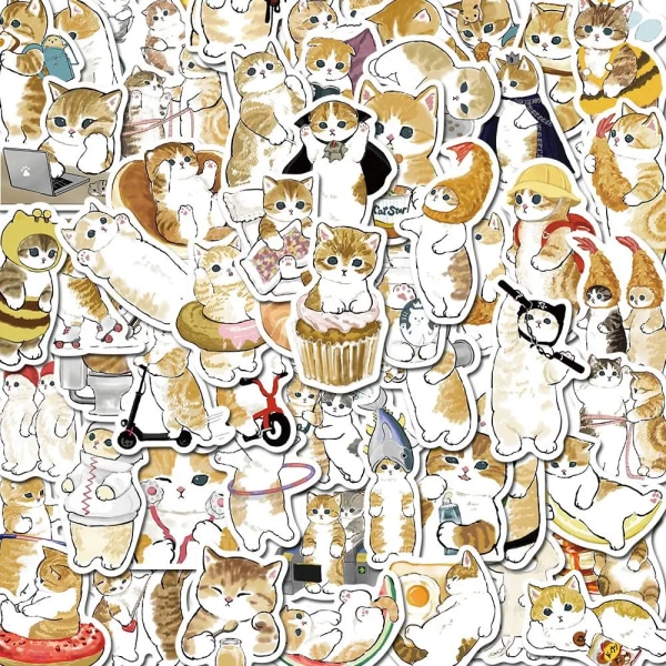 10/50/103pcs Kawaii Cat Cartoon Sticker Cute Animal Decals Kids Toys DIY Scrapbook Laptop Stationary Guitar Suitcase Car Sticker