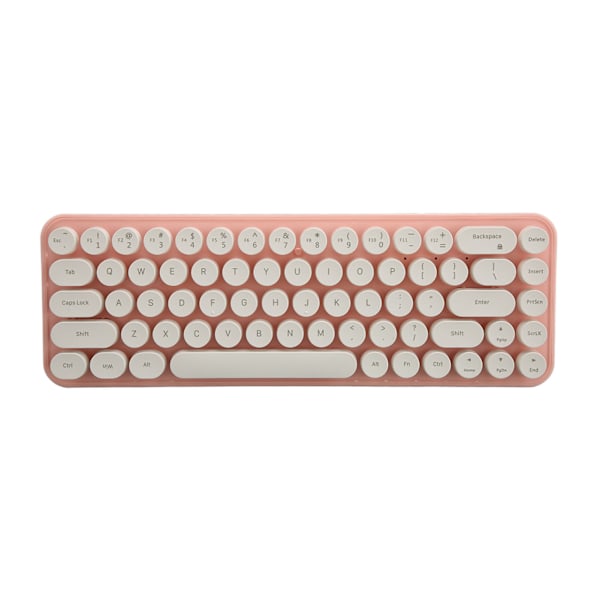 Trådløst tastatur og mus-kombination - Mini bærbar retro lydløs 2.4G trådløs 68 taster kontor tastatur og mus sæt hvid pink