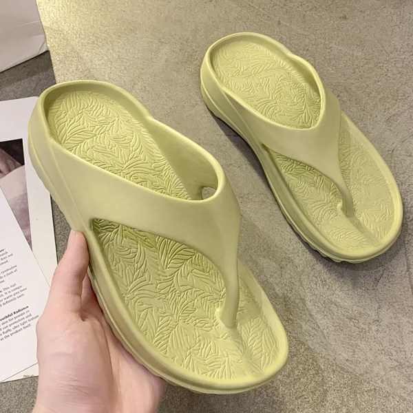 Flip flops for kvinner mote åpen tå sklisikre tøfler polstret tykk såle Green 43-44 yards