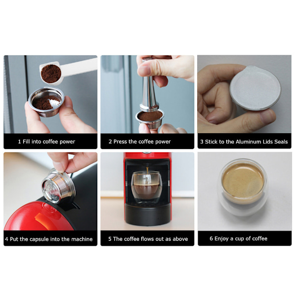 Rustfritt stål kaffekapsel kopp film skje børste sett passer for LAVAZZA A MODO MIO kaffemaskin